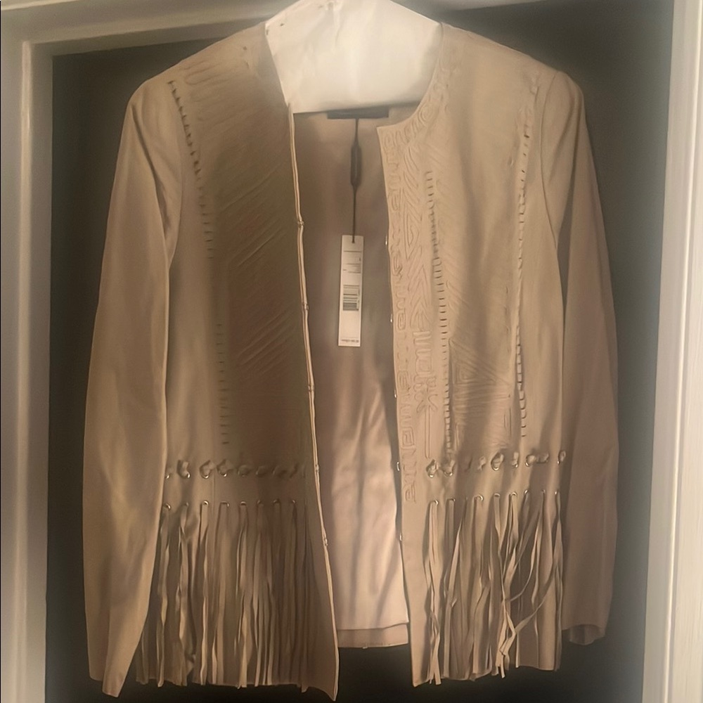 Elie Tahari Cream Blazer with Fringe Detail